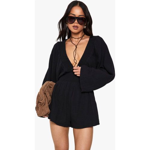 Mono Corto De Estopilla Escotado - boohoo - Modalova