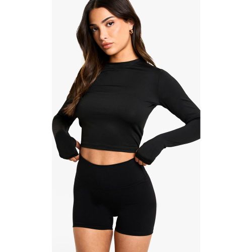 Pantaloncini da ciclista Petite Premium Active a vita alta - boohoo - Modalova