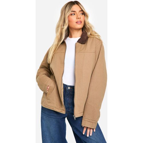 Chaqueta Bomber Oversize Desteñida Con Cuello De Pana - boohoo - Modalova