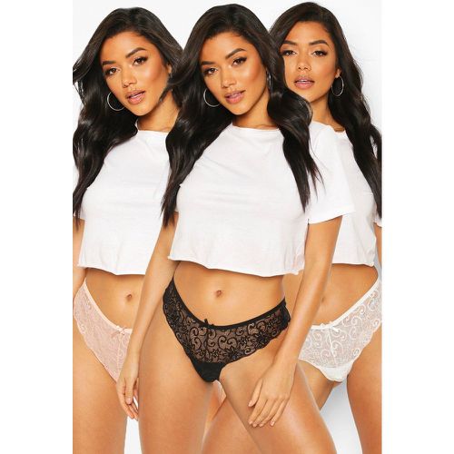 Pack De 3 Braguitas Brasileñas De Encaje - boohoo - Modalova