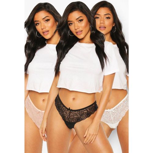 Pack De 3 Braguitas Brasileñas De Encaje - boohoo - Modalova