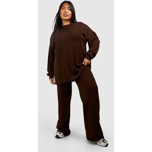 Set Plus Size in maglia - maglione a girocollo & pantaloni - boohoo - Modalova