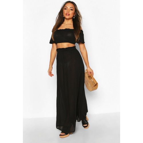 Conjunto Coordinado Petite De Falda Maxi Y Top De Estopilla Con Escote Barco - boohoo - Modalova