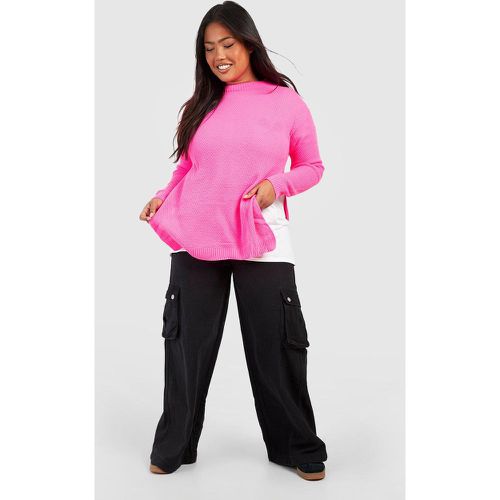 Maglione Plus Size a punto riso con spacco laterale - boohoo - Modalova