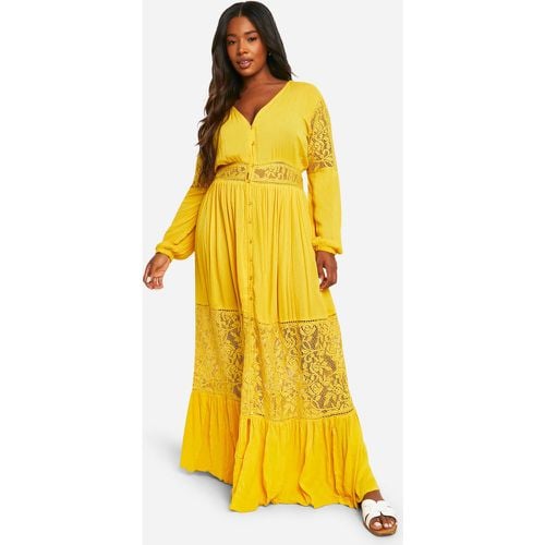 Vestido Plus Maxi Bohemio De Encaje - boohoo - Modalova