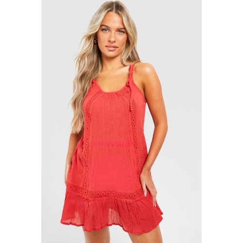 Vestido De Estopilla Para La Playa Con Bordado - boohoo - Modalova