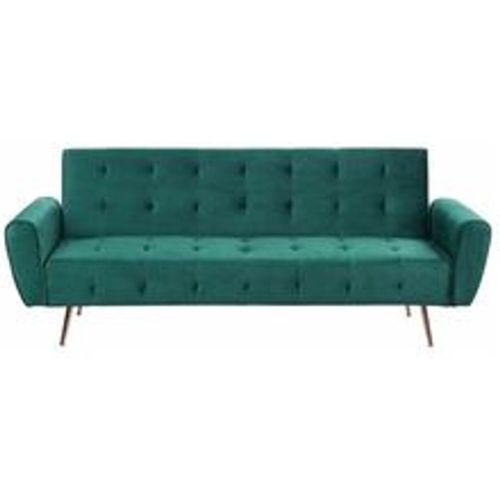 Sofa Grün Samtstoff 3-Sitzer Schlaffunktion Retro Wohnzimmer - BELIANI - Modalova