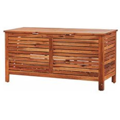 Auflagenbox Akazienholz Dunkelbraun 130 x 64 x 48 cm geölte Oberfläche Truhe für Terrasse, Garten, Balkon Landhausstil Outdoor Möbel - BELIANI - Modalova