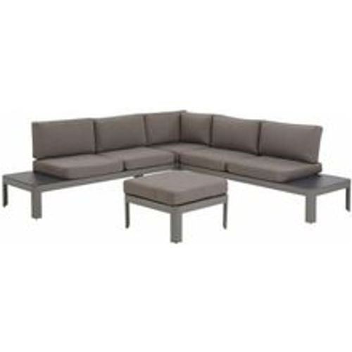 Lounge Set Grau 5-Sitzer Polyester Aluminium inkl. Auflagen mit Hocker Garten/Terrassemöbel Outdoor Modernes Design - BELIANI - Modalova