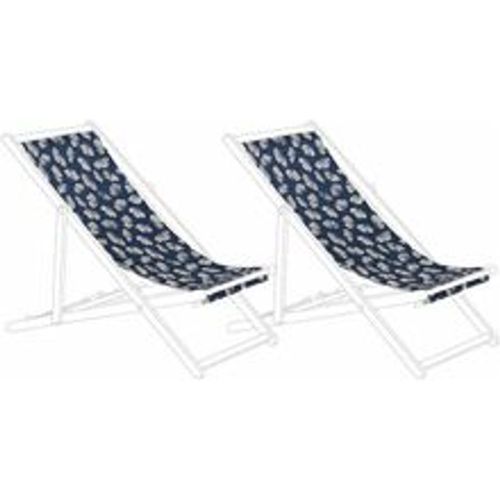 Stoffbezüge für Gartenliege 2er Set Marineblau aus Polyester 113 x 44 cm mit Blumenmuster Gartenausstattung Outdoor Garten Accessories - BELIANI - Modalova