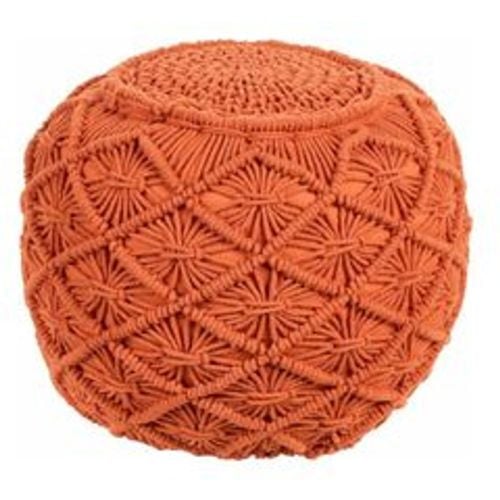 Pouf Orange Baumwolle Rund 40 x 40 cm Gestrickt Makramee Boho-Stil Wohnzimmer Schlafzimmer Ausstattung Deko Sitzmöbel - BELIANI - Modalova