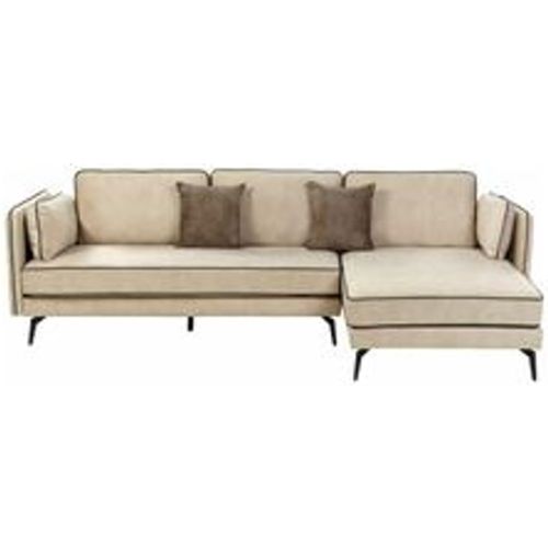 Ecksofa Beige Samt L-Förmig 3-Sitzer Sofa Linksseitig mit Losen Kissen Schwarzen Metallfüßen Modern Wohnzimmer Salon Wohnecke Sitzecke Möbel - BELIANI - Modalova