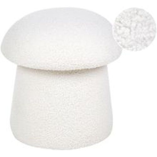 Pouf Weiß Bouclé Rund 45 x 45 x 36 cm Pilzform Modern Glamour Look Teddy-Optik Wohnzimmer Schlafzimmer Ausstattung Deko Sitzhocker Fußhocker - BELIANI - Modalova