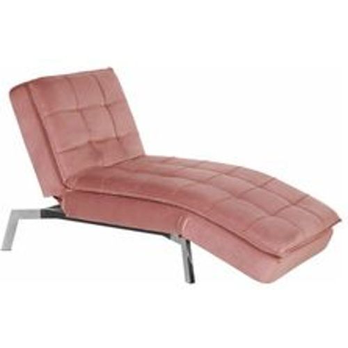 Chaiselongue Rosa Samtstoff mit verstellbarem Kopfteil und Schlaffunktion Retro Design Glamouröser Stil - BELIANI - Modalova