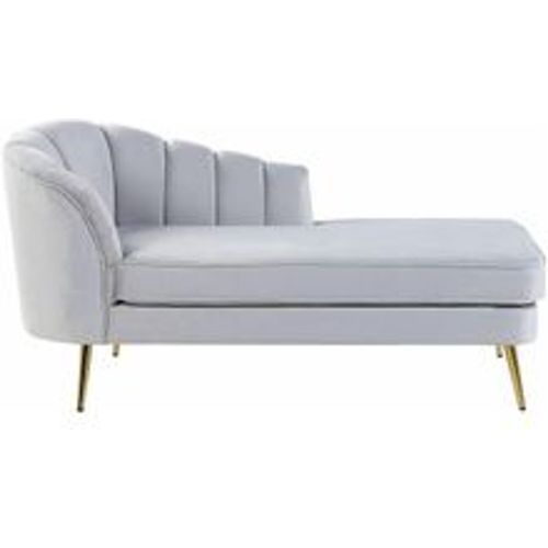 Chaiselongue Hellgrau Samt Linksseitig mit Goldenen Metallbeinen Lehne Muschelform Glamourös Modern Muschelsofa Wohnzimmer Flur Ausstattung - BELIANI - Modalova