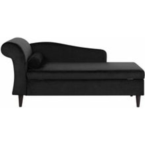 Chaiselongue Linksseitig Schwarz Samtstoff Holzfüße Glamourös Retro Mit Zierkissen - BELIANI - Modalova