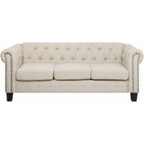 Sofa Beige Polsterbezug 3-Sitzer Chesterfield Stil Klassisch Wohnzimmer - BELIANI - Modalova