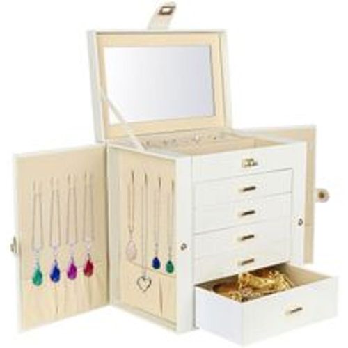 Schmuckkasten,mit 5 Ebenen Schubladen aus Faux Leder,für Ohrringe Ketten Schmuck Organizers-Weiß - Fashion24 DE - Modalova