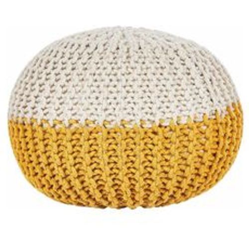 Pouf Gelb/Beige 100% Baumwolle Rund ⌀ 50 cm Elegant Modern - BELIANI - Modalova