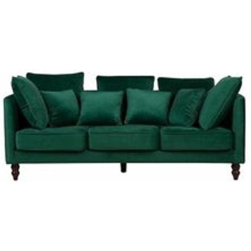 Sofa Grün Samtstoff 3-Sitzer Elegant Skandinavisch Zierkissen Wohnzimmer - BELIANI - Modalova