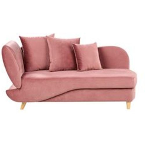 Chaiselongue Linksseitig Rosa Samtstoff mit Bettkasten Dekokissen Modern Récamiere Liegesofa Sitzmöbel Wohnzimmer Jugendzimmer - BELIANI - Modalova