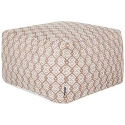 Pouf Beige und Weiß Stoffbezug 50 x 50 cm mit EPS-Perlen Quadratisch Geometrisches Muster Modern Boho Bodenkissen Sitzpouf Outdoor - BELIANI - Modalova