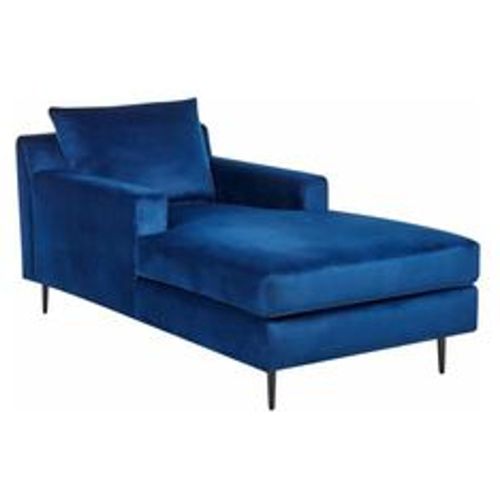 Chaiselongue Marineblau Samtstoff mit Armlehnen und Kissen Modernes Design Minimalistischer Stil Relaxliege für Wohnzimmer Schlafzimmer - BELIANI - Modalova