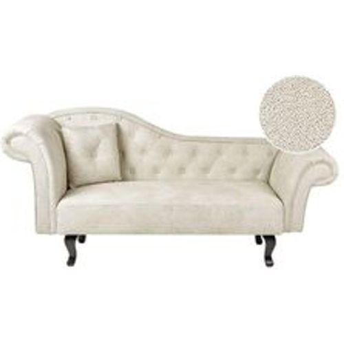 Chaiselongue Hellbeige Samtstoff Linksseitig Gesteppt mit Kissen Chesterfield Stil Retro-Design Relaxliege für Wohnzimmer Schlafzimmer Indoor - BELIANI - Modalova