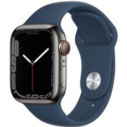 Watch Series 7 (2021) GPS + Cellular 45 mm - Rostfreier Stahl Graphit - Sportarmband Blau - Apple - Modalova