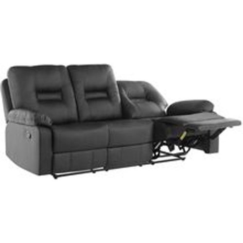 Sofa Schwarz Kunstleder 3-Sitzer Relaxfunktion Retro Wohnzimmer - BELIANI - Modalova