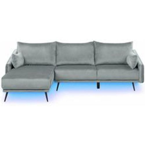 Ecksofa Grau Samtstoff 3-Sitzer L-Förmig Rechtsseitig Glamourös led Licht Wohnzimmer - BELIANI - Modalova