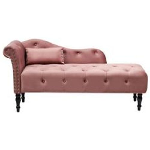 Chaiselongue Linksseitig Rosa Samtstoff mit Kissen Hohe Rückenlehne Armlehnen Gedrechselte Holzfüße Nieten Knöpfe Retro Chesterfield Stil - BELIANI - Modalova