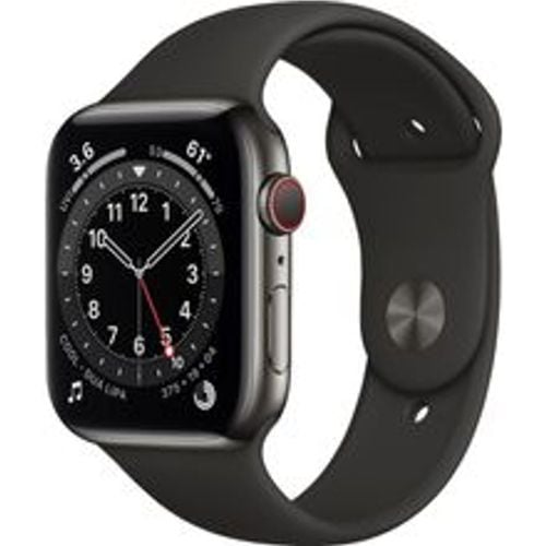 Watch Series 6 (2020) GPS + Cellular 40 mm - Rostfreier Stahl Graphit - Sportarmband Schwarz - Apple - Modalova