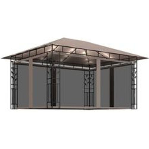 Pavillon mit Moskitonetz & LED-Lichterkette 4x3x2,73 m Taupe - VIDAXL - Modalova