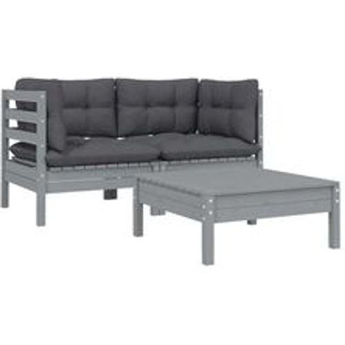 Tlg. Garten-Lounge-Set mit Kissen Grau Kiefer Massivholz - VIDAXL - Modalova