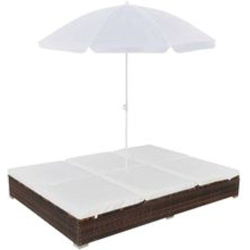 Outdoor-Loungebett mit Sonnenschirm Poly Rattan Braun - VIDAXL - Modalova