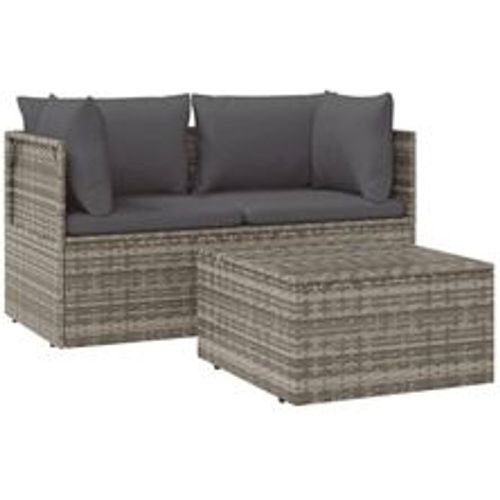 Tlg. Garten-Lounge-Set mit Kissen Grau Poly Rattan - VIDAXL - Modalova