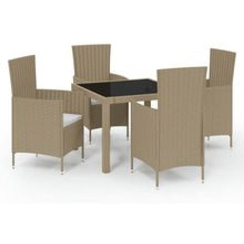 Tlg. Garten-Essgruppe mit Kissen Poly Rattan Beige - VIDAXL - Modalova