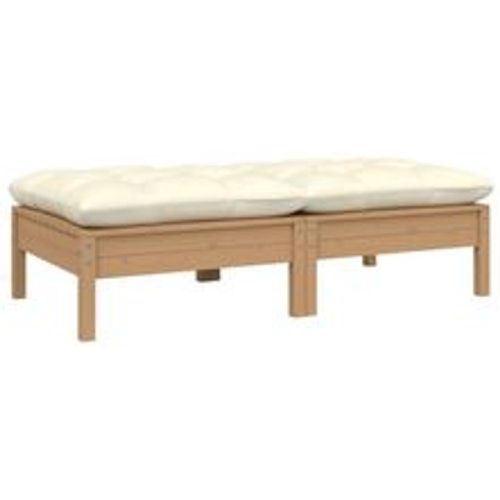 Gartensofa 2-Sitzer mit Creme Kissen Massivholz Kiefer - VIDAXL - Modalova