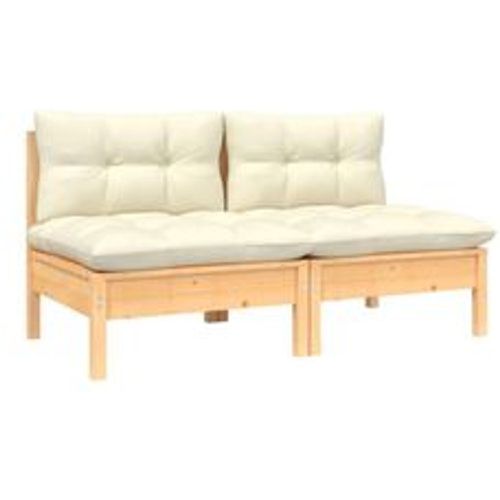 Gartensofa 2-Sitzer mit Kissen in Creme Massivholz Kiefer - VIDAXL - Modalova