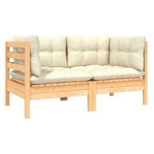 Gartensofa 2-Sitzer mit Kissen in Creme Massivholz Kiefer - VIDAXL - Modalova