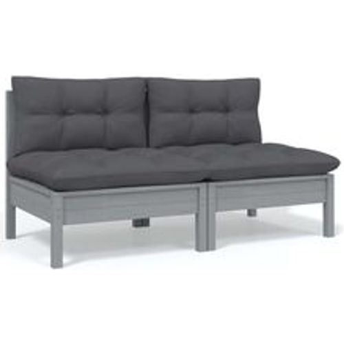 Sitzer-Gartensofa mit Kissen Grau Massivholz Kiefer - VIDAXL - Modalova