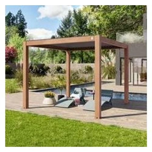 PRIMEYARD 3x3m Pergola in Holzoptik; mit Lamellendach in Perlgrau - (400115) - Fashion24 DE - Modalova