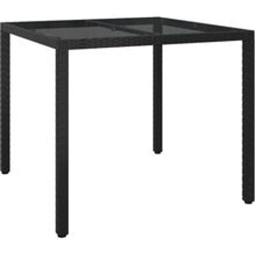 Gartentisch 90x90x75 cm Gehärtetes Glas Poly Rattan Schwarz - VIDAXL - Modalova