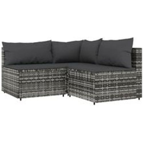 Tlg. Garten-Lounge-Set mit Kissen Grau Poly Rattan - VIDAXL - Modalova