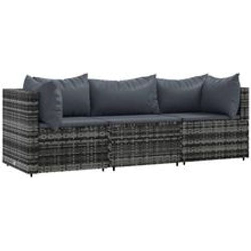 Tlg. Garten-Lounge-Set mit Kissen Grau Poly Rattan - VIDAXL - Modalova