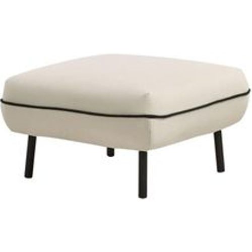 Ottomane Beige Stoffbezug Quadratisch mit Schwarzen Metallbeinen Biese Retro-Design Wohnzimmer Schlafzimmer Ausstattung Fußhocker Hocker - BELIANI - Modalova