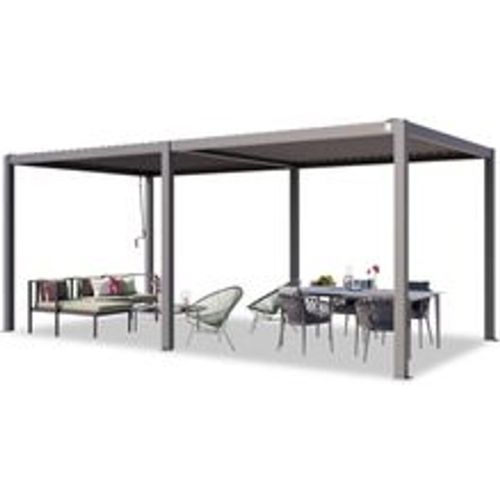 Primeyard Pergola 3x6 m Aluminium-Pfosten mit Lamellendach aus Stahl graue Terrassenüberdachung - perlgrau - TOOLPORT - Modalova