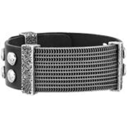 Seven-24 Armband Edelstahl mit schwarzem Leder - Fashion24 DE - Modalova