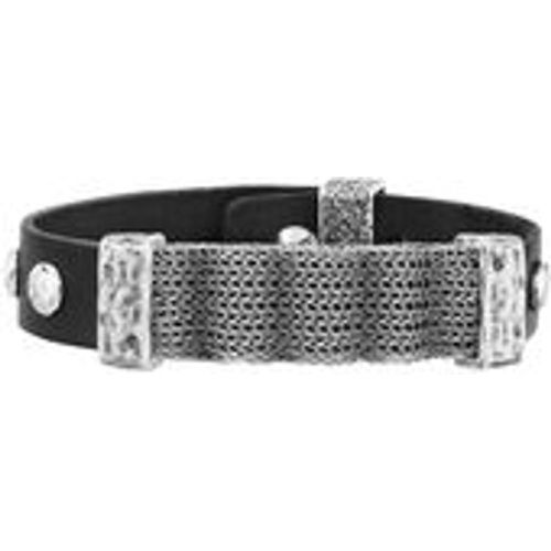 Seven-24 Armband Edelstahl mit schwarzem Leder - Fashion24 DE - Modalova